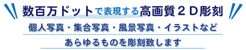 数百万ドットで表現する高画質2D彫刻/個人写真･集合写真・風景写真・イラストなどあらゆつものを彫刻します
